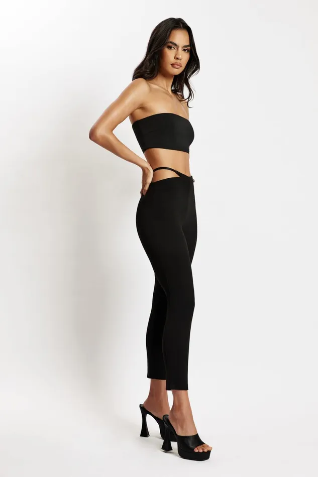 Women Irene Pants With V Front Cut Out 8211 Black Black Meshki Pants