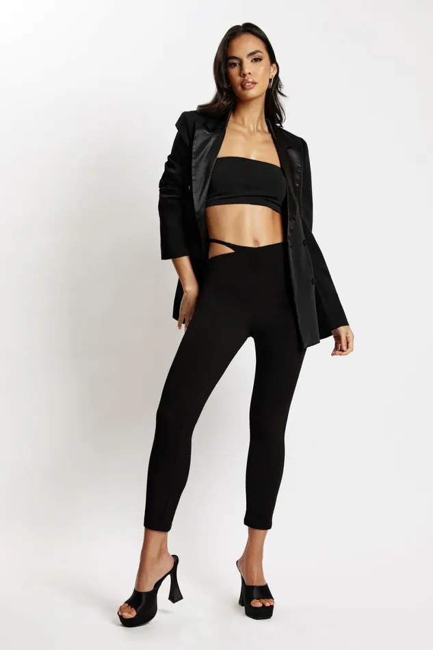 Women Irene Pants With V Front Cut Out 8211 Black Black Meshki Pants