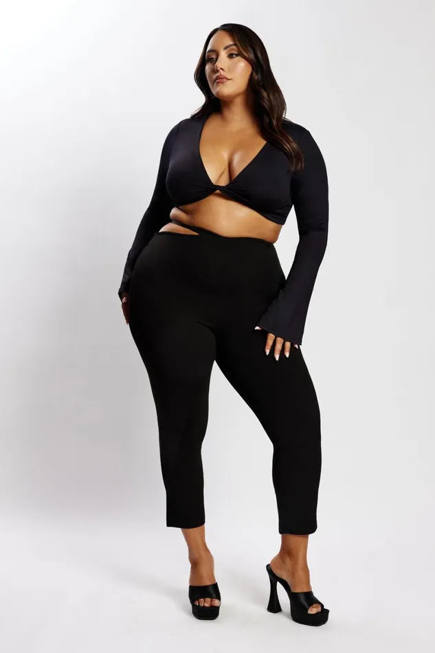 Women Irene Pants With V Front Cut Out 8211 Black Black Meshki Pants