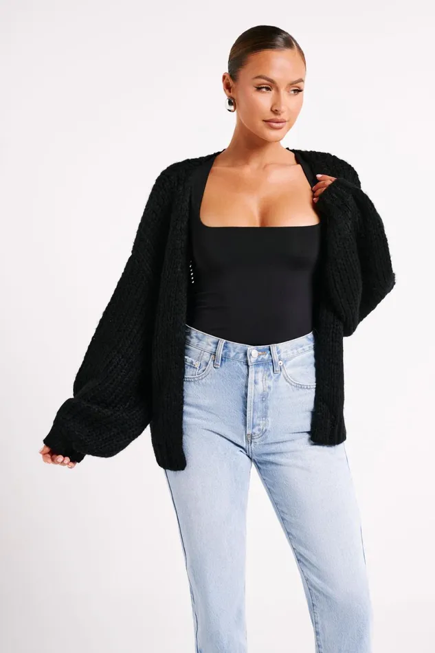 Women Irina Chunky Knit Cardigan 8211 Black Black Meshki Coats and Jackets