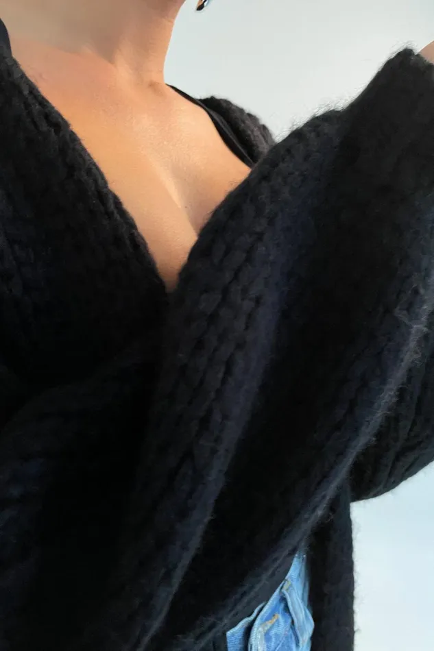 Women Irina Chunky Knit Cardigan 8211 Black Black Meshki Coats and Jackets