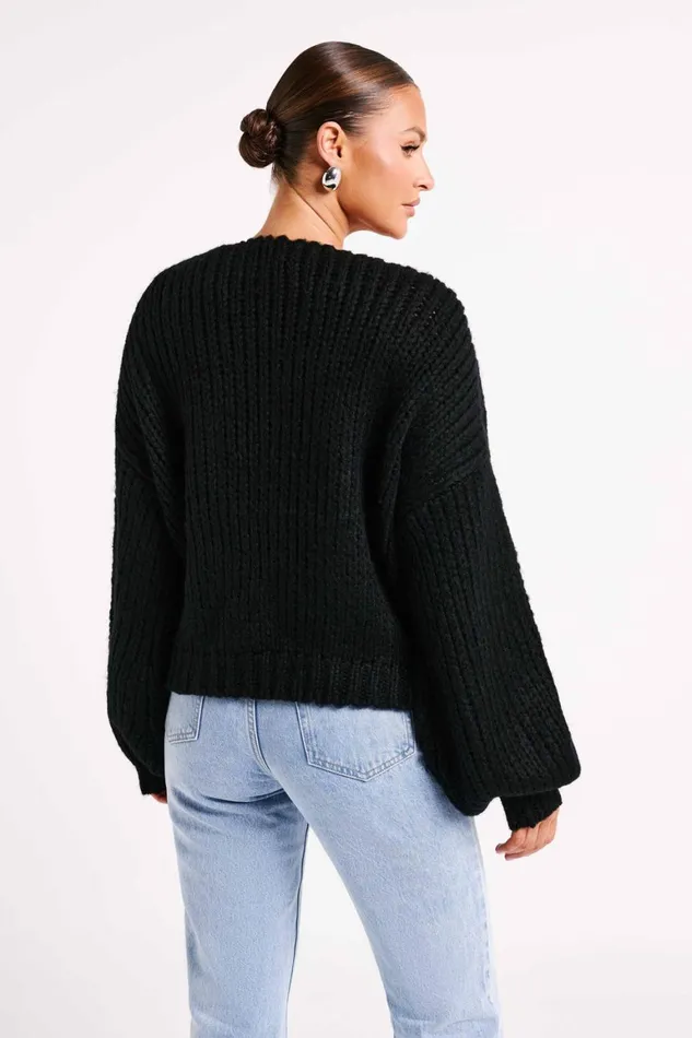 Women Irina Chunky Knit Cardigan 8211 Black Black Meshki Coats and Jackets