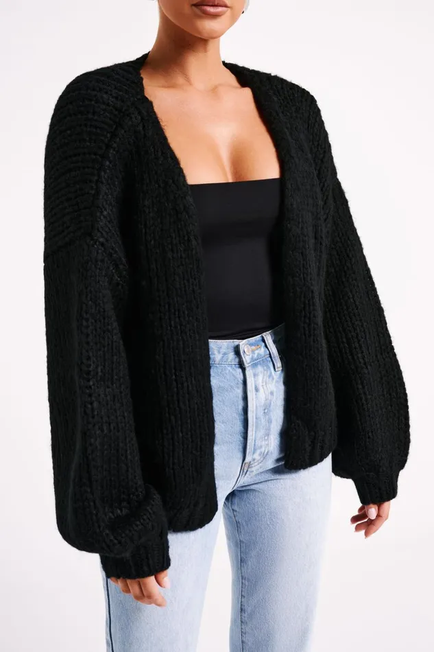 Women Irina Chunky Knit Cardigan 8211 Black Black Meshki Coats and Jackets