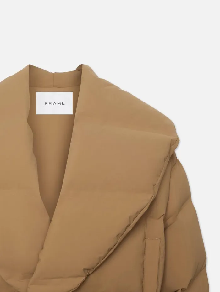 Women Jackets and Coats FRAME Cropped Shawl Puffer 8212 Camel