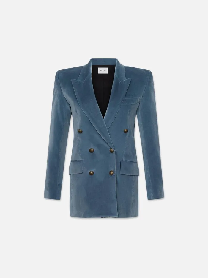Women Jackets and Coats FRAME Double Breasted Slim Blazer 8212 Denim Blue