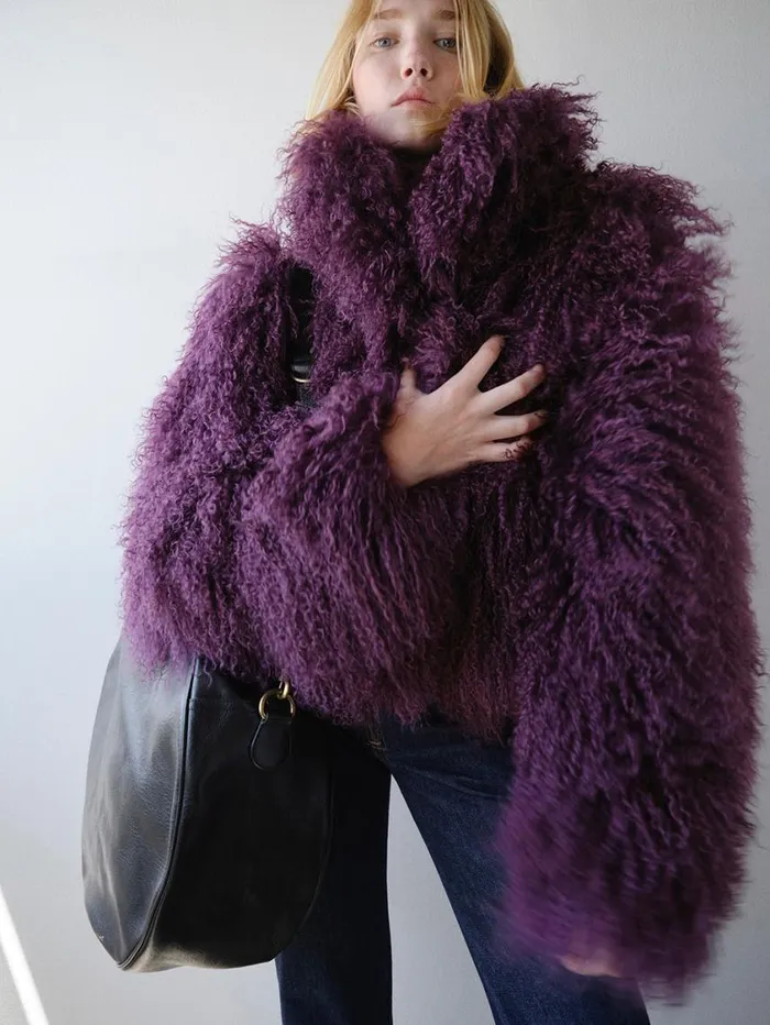 Women Jackets and Coats FRAME Shaggy Shearling Coat 8212 Plum Women Jackets and Coats FRAME Shaggy Shearling Coat 8212 Plum