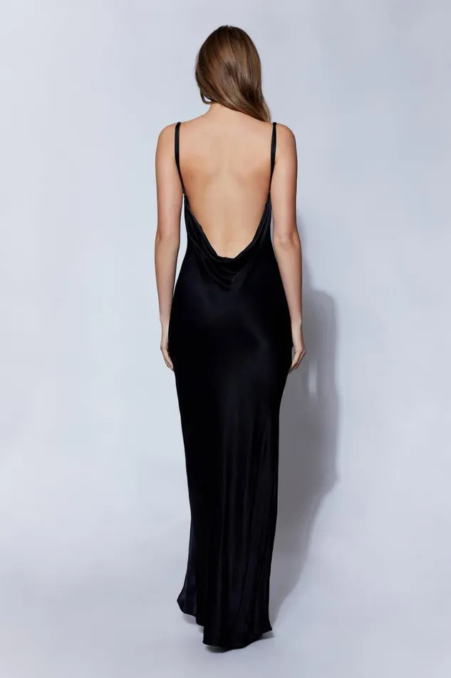 Women Jade Cowl Neck Backless Maxi Dress 8211 Black Black Meshki Maxi Dresses