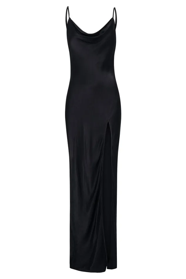 Women Jade Cowl Neck Backless Maxi Dress 8211 Black Black Meshki Maxi Dresses