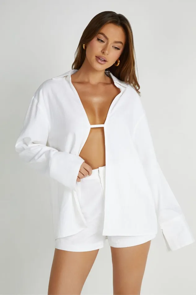 Women Jadri Linen Shorts 8211 White White Meshki Shorts