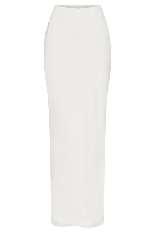 Women Jayleen Maxi Skirt With Fringe 8211 White White Meshki Skirts