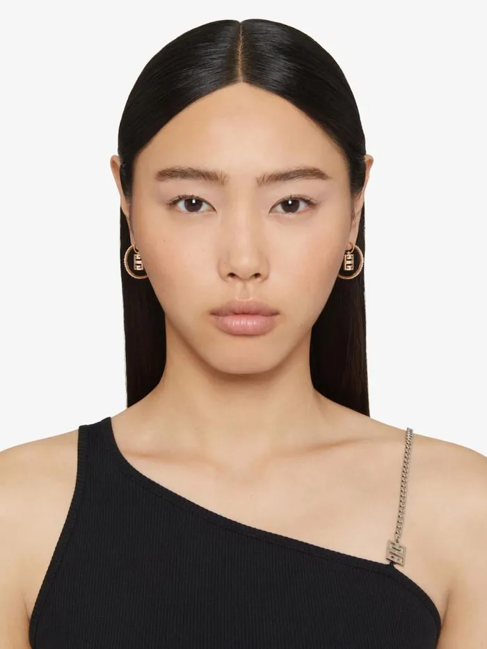 Women Jewelry Givenchy 4G Earrings In Metal With Crystals Rose Golden