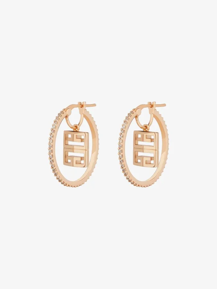 Women Jewelry Givenchy 4G Earrings In Metal With Crystals Rose Golden