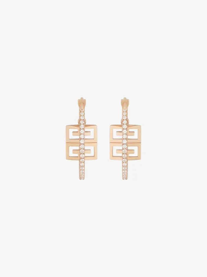 Women Jewelry Givenchy 4G Earrings In Metal With Crystals Rose Golden