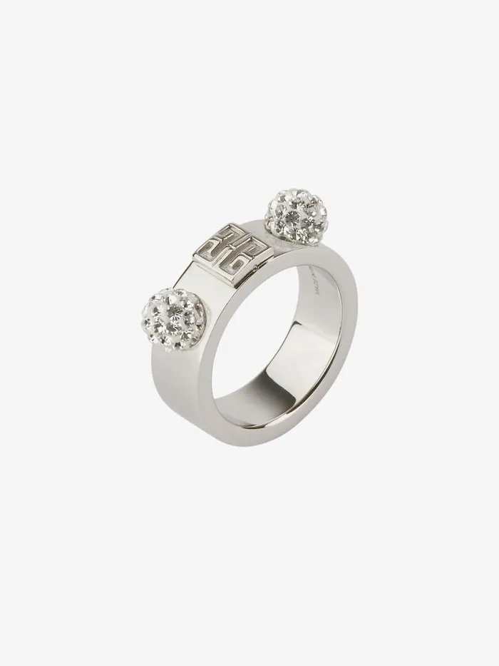 Women Jewelry Givenchy 4G Ring In Metal With Crystals Silvery