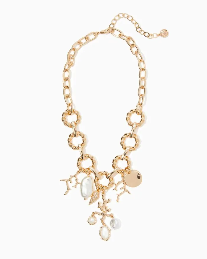 Women Jewelry Lilly Pulitzer Beachcomber Necklace Gold Metallic