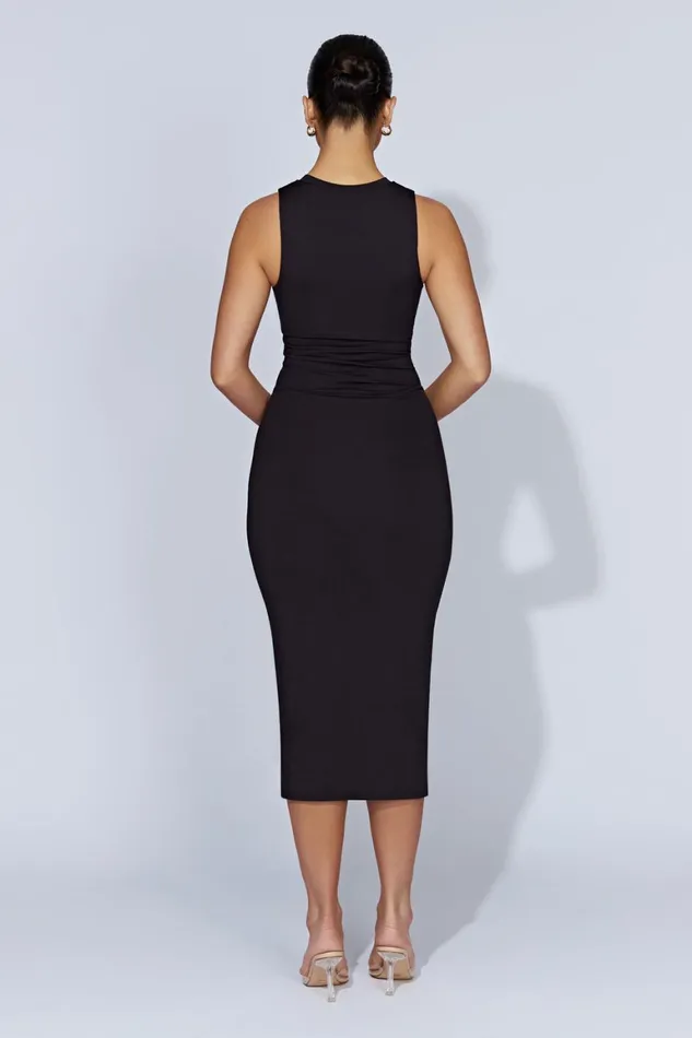 Women Jill Sleeveless Tank Midi Dress 8211 Black Black Meshki Midi Dresses
