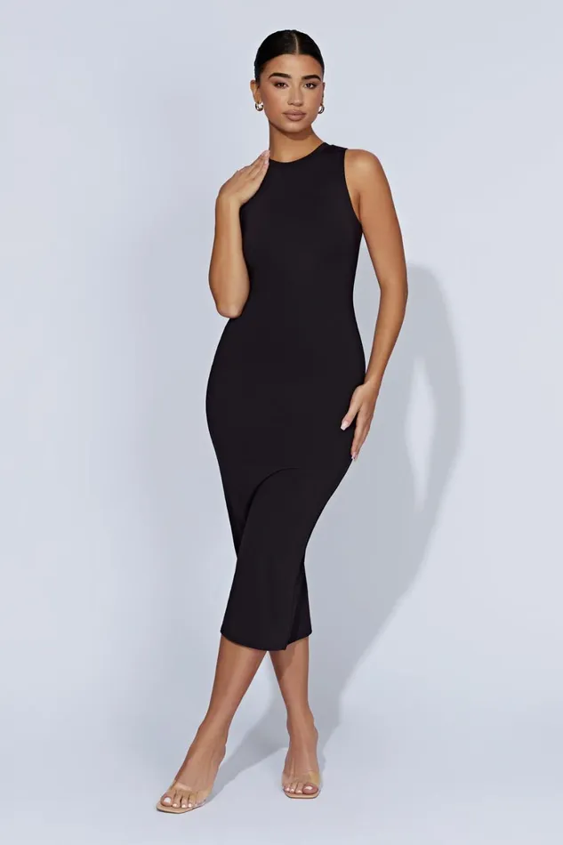 Women Jill Sleeveless Tank Midi Dress 8211 Black Black Meshki Midi Dresses