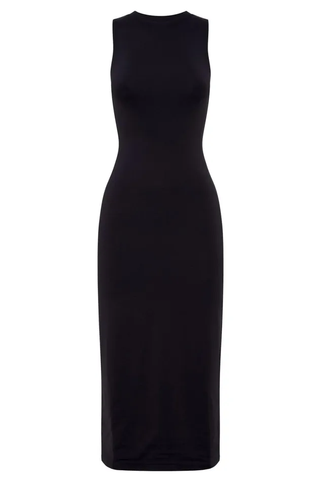 Women Jill Sleeveless Tank Midi Dress 8211 Black Black Meshki Midi Dresses