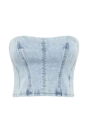 Women Jordana Denim Tube Top 8211 Light Blue Lightblue Meshki Denim