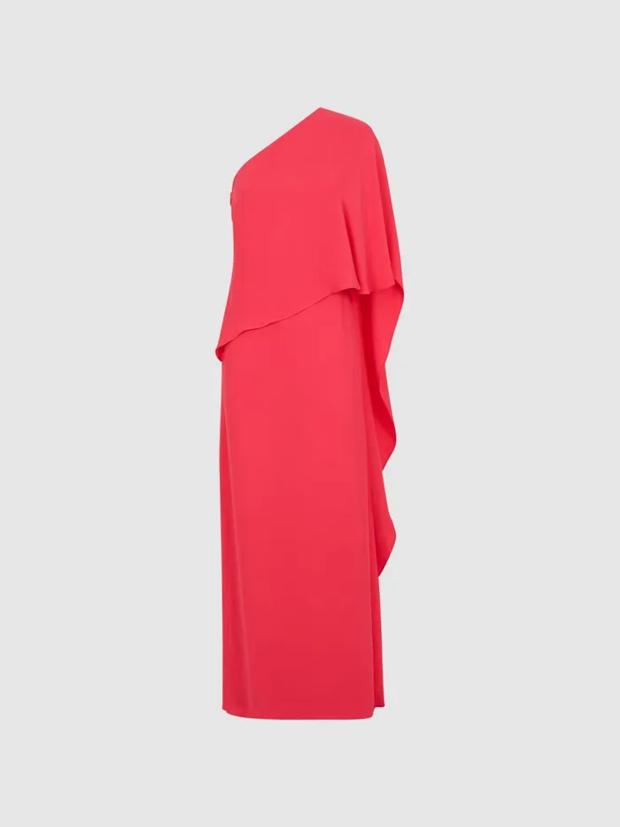 Women Jordyn OffShoulder Cape Maxi Dress Coral Reiss Dresses