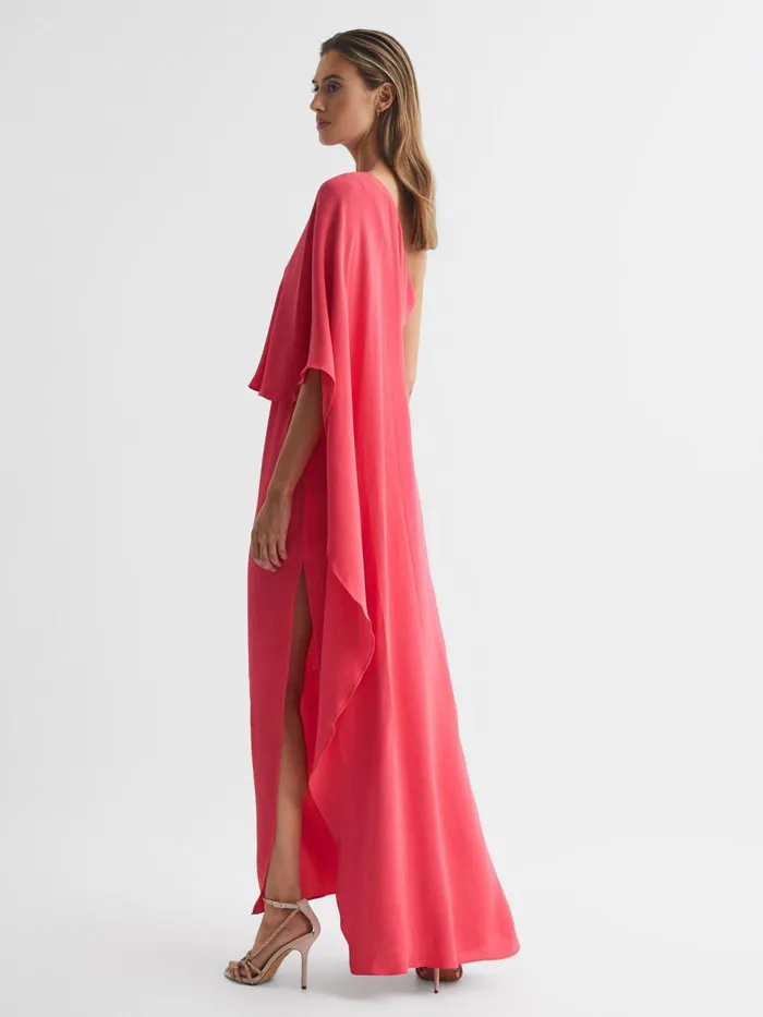 Women Jordyn OffShoulder Cape Maxi Dress Coral Reiss Dresses