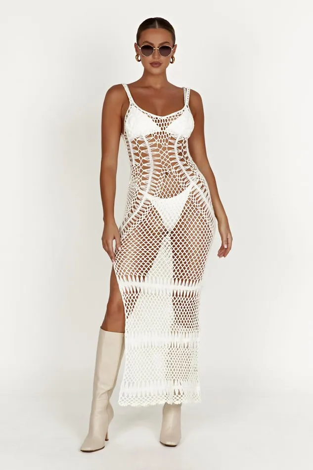 Women Josephine Crochet Maxi Dress 8211 White White Meshki Maxi Dresses