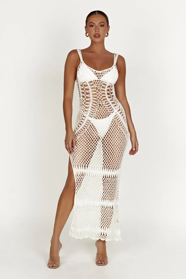 Women Josephine Crochet Maxi Dress 8211 White White Meshki Maxi Dresses