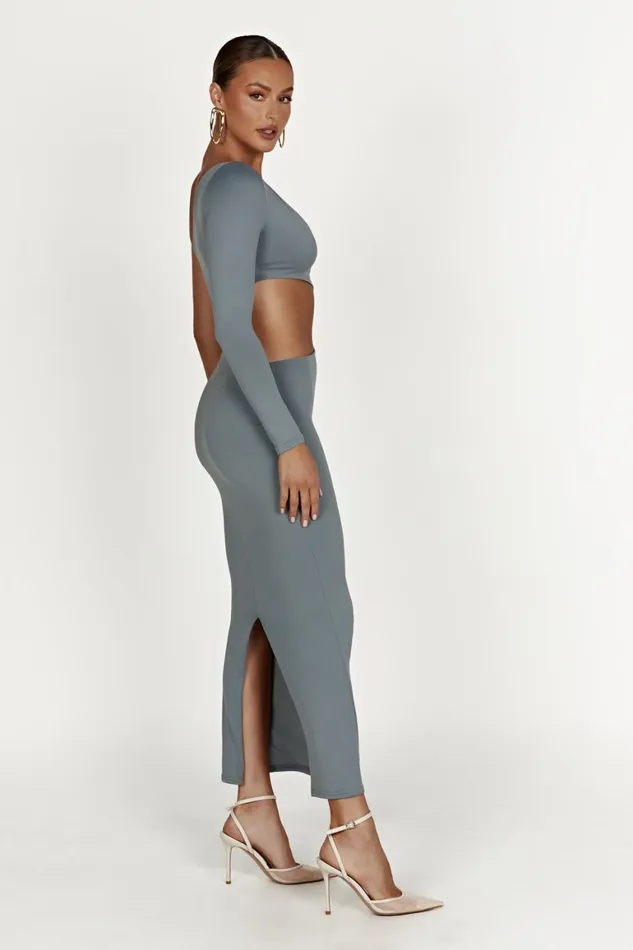 Women Joyce Recycled Nylon Cut Out Maxi Dress 8211 Light Charcoal Light Charcoal Meshki Basic Dresses