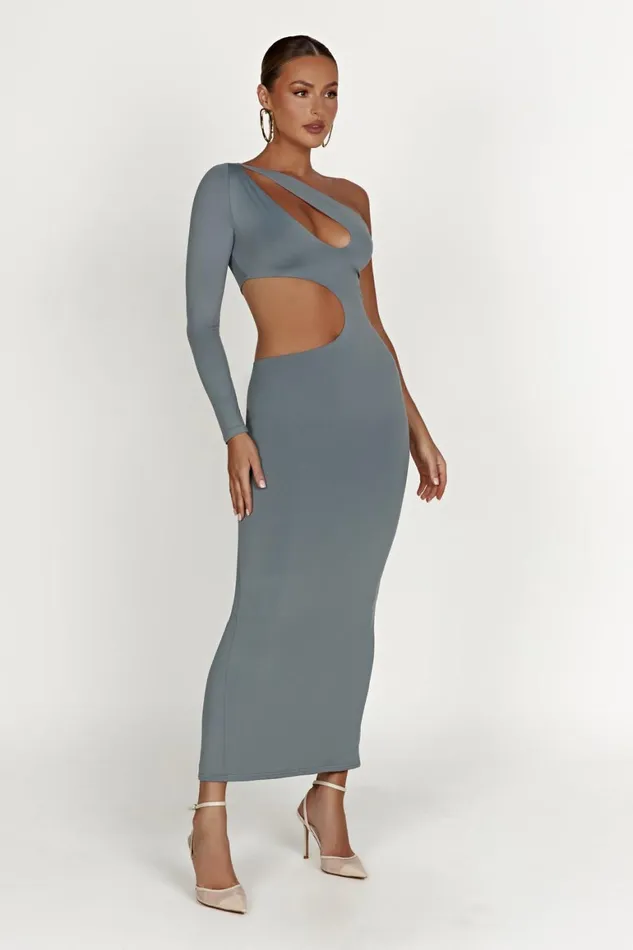 Women Joyce Recycled Nylon Cut Out Maxi Dress 8211 Light Charcoal Light Charcoal Meshki Basic Dresses