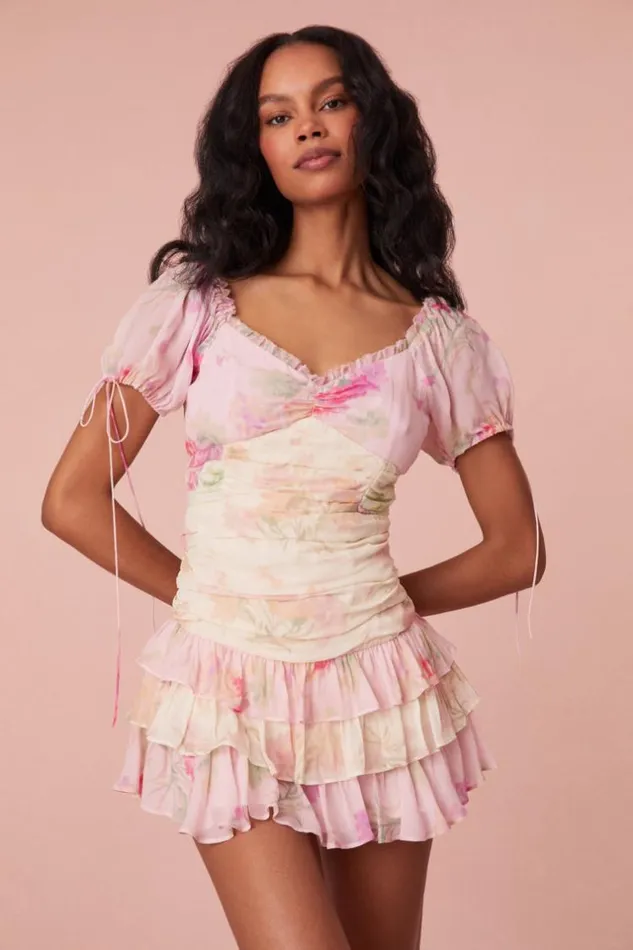 Women Jupe Puff Sleve Floral Dress Garden Sunset LoveShackFancy Dresses