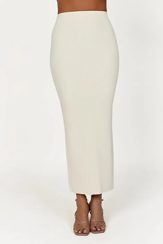 Women Kaesha Split Maxi Knitted Skirt 8211 Bone Bone Meshki Skirts