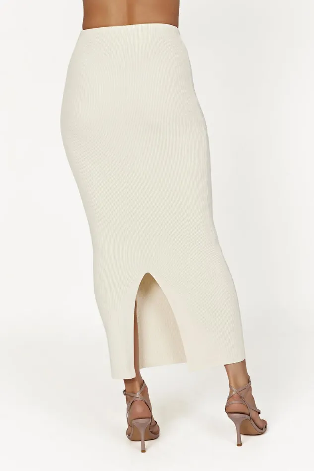 Women Kaesha Split Maxi Knitted Skirt 8211 Bone Bone Meshki Skirts