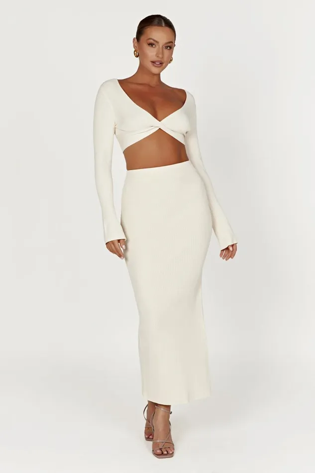 Women Kaesha Split Maxi Knitted Skirt 8211 Bone Bone Meshki Skirts