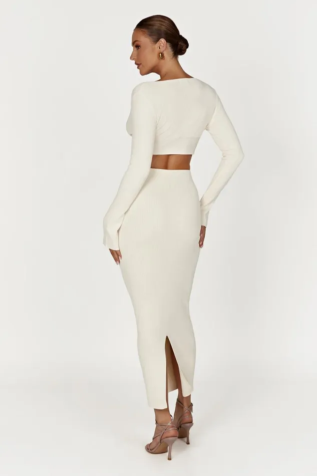 Women Kaesha Split Maxi Knitted Skirt 8211 Bone Bone Meshki Skirts