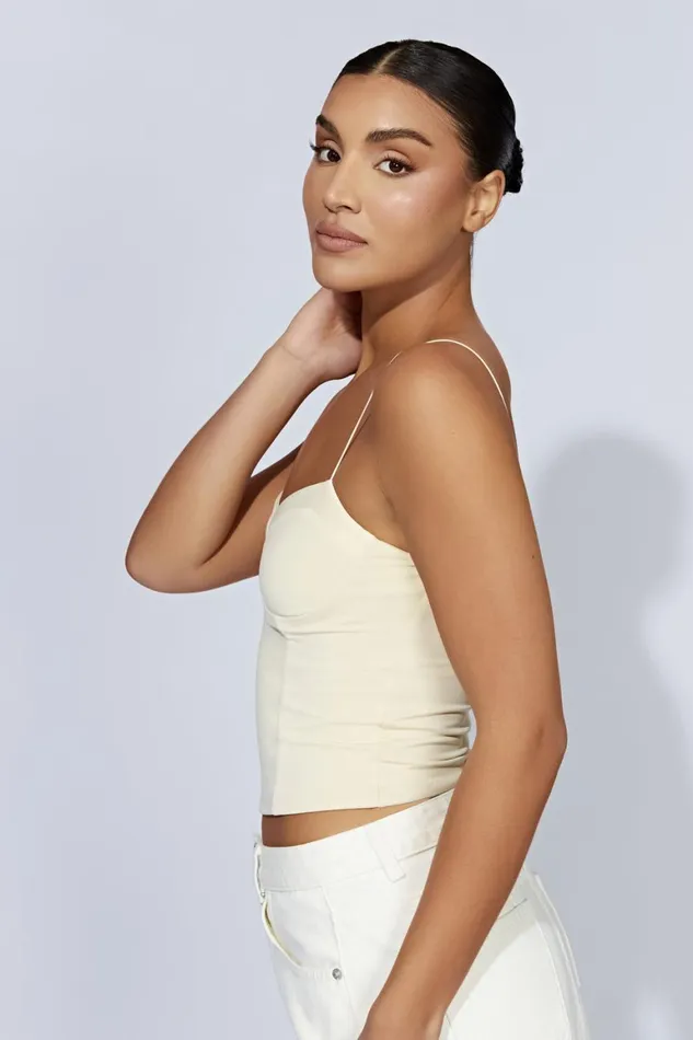Women Kaitlyn Sweetheart Thin Strap Top 8211 Cream Cream Meshki Sleeveless Tops Women Kaitlyn Sweetheart Thin Strap Top 8211 Cream Cream Meshki Sleeveless Tops