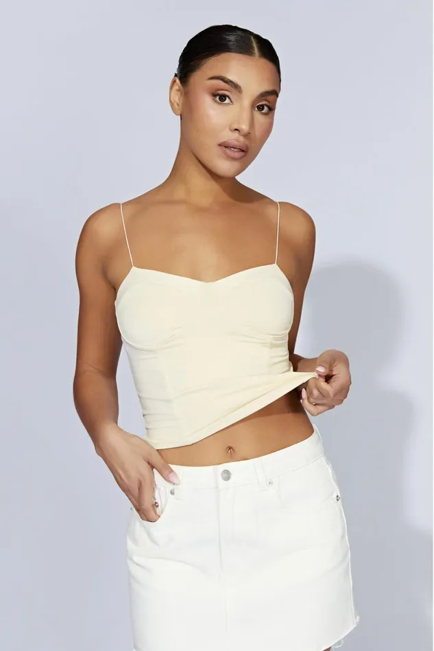 Women Kaitlyn Sweetheart Thin Strap Top 8211 Cream Cream Meshki Sleeveless Tops Women Kaitlyn Sweetheart Thin Strap Top 8211 Cream Cream Meshki Sleeveless Tops