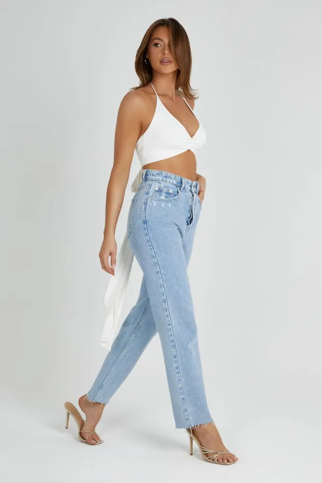 Women Kasia Recycled Nylon Pin Detail Wrap Top 8211 White White Meshki Bachelorette
