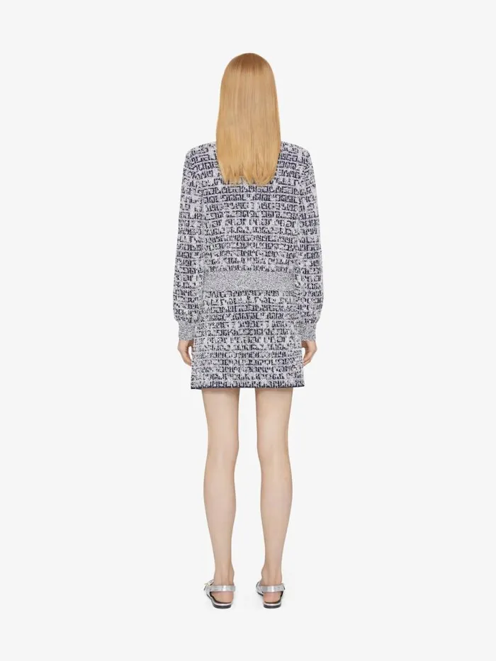 Women Knitwear Givenchy Cardigan In 4G Tweed With 4G Liquid Detail Navy