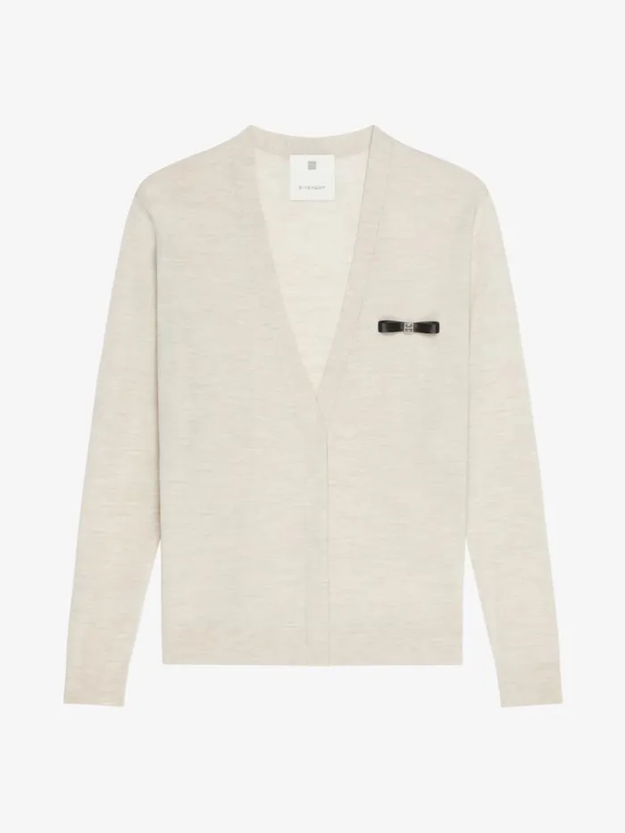Women Knitwear Givenchy Cardigan In Wool With 4G Bow Detail Eggshell