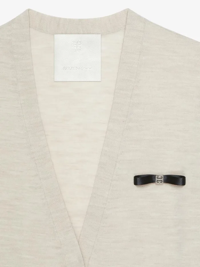 Women Knitwear Givenchy Cardigan In Wool With 4G Bow Detail Eggshell