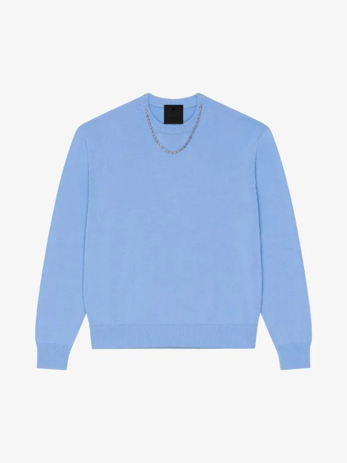 Women Knitwear Givenchy Sweater In Cashmere With Chain Detail Cornflower
