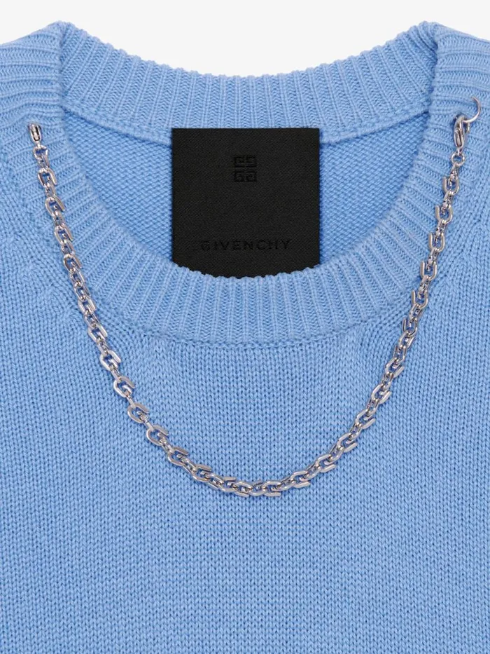 Women Knitwear Givenchy Sweater In Cashmere With Chain Detail Cornflower