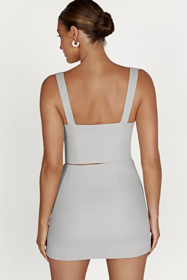 Women Lainey Hook And Eye Top 8211 Grey Grey Meshki Crop Tops