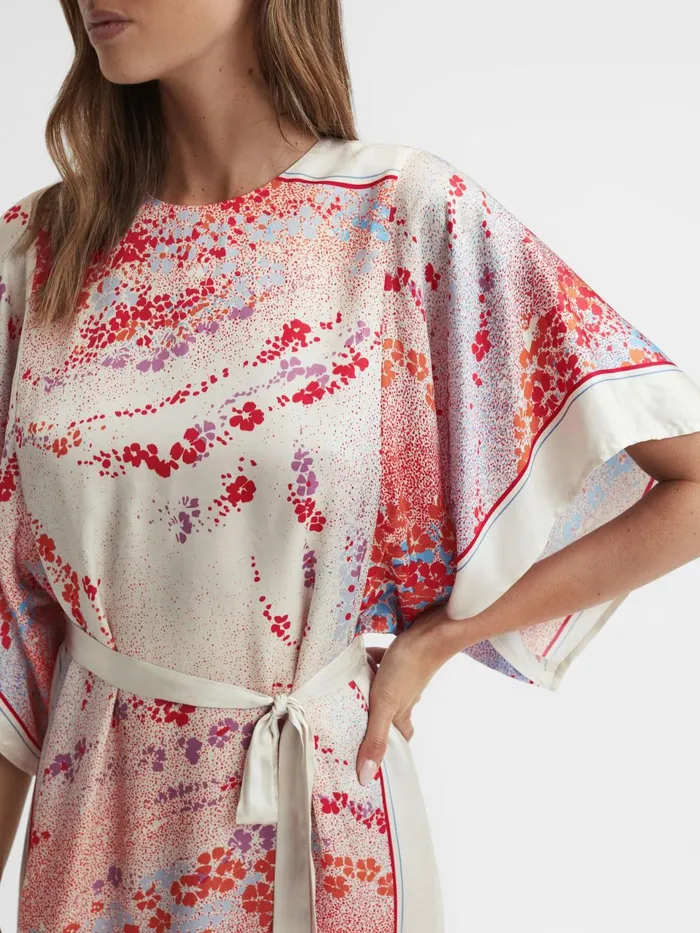 Women Leea Printed Belted Mini Dress Multi Reiss Dresses