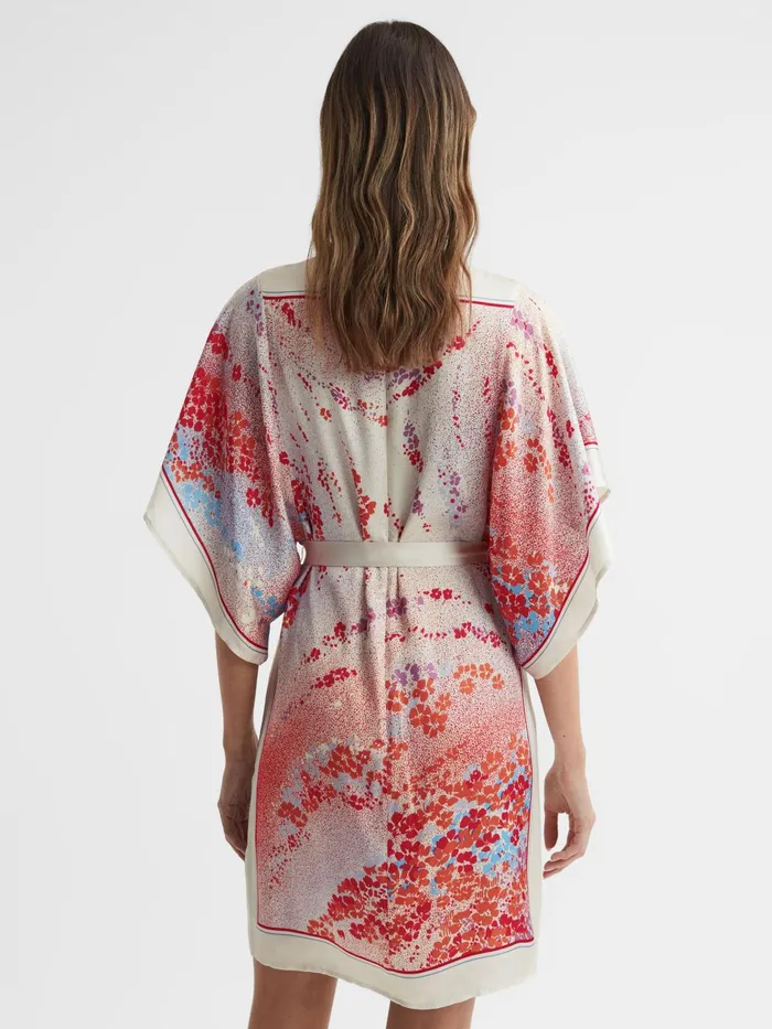 Women Leea Printed Belted Mini Dress Multi Reiss Dresses