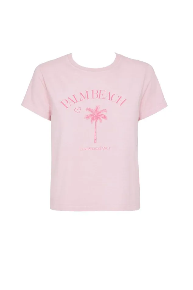 Women Lia Graphic Tee Powder Pink Palm Beach LoveShackFancy Tees and Fleece