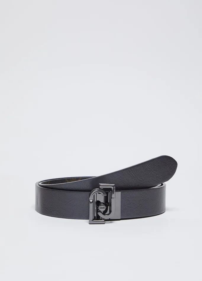 Women Liujo Belts Reversible Belt With Logo Buckle Anthracite