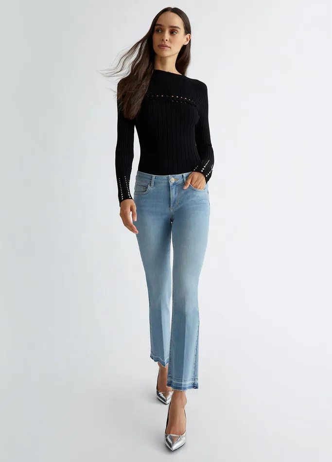 Women Liujo Bootcut Jeans Bootcut Bottom Up Jeans Light Blue Denim