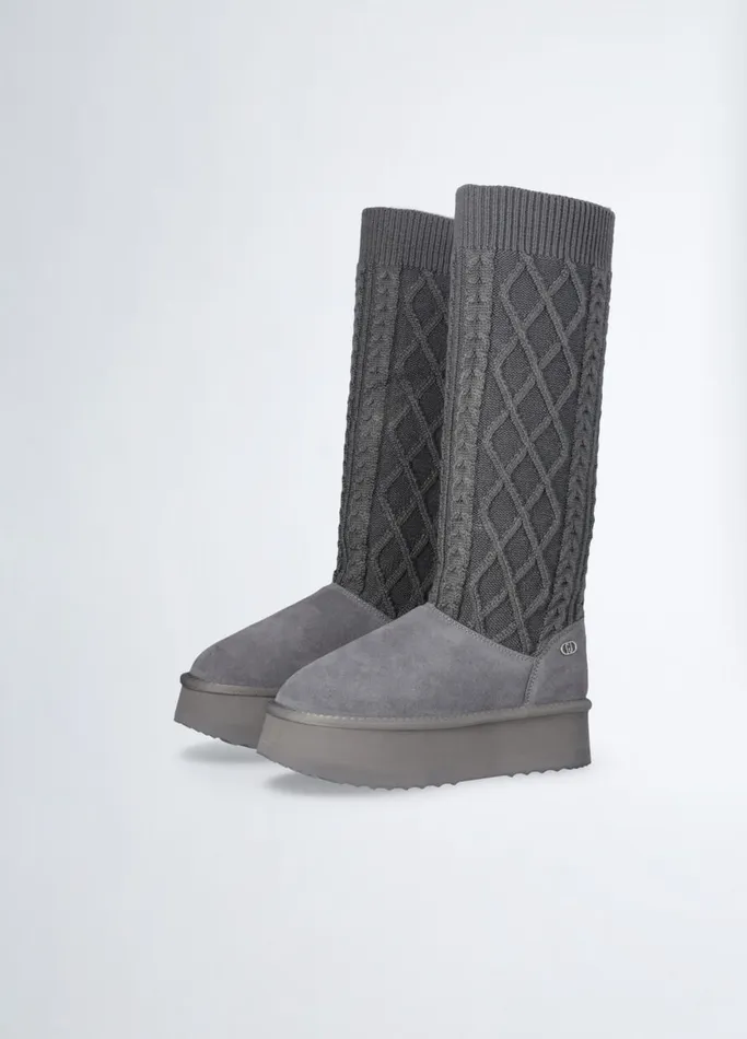 Women Liujo Boots and Ankle Boots Knit Platform Boots Grey