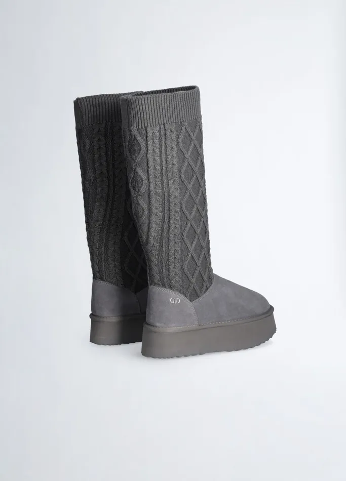 Women Liujo Boots and Ankle Boots Knit Platform Boots Grey